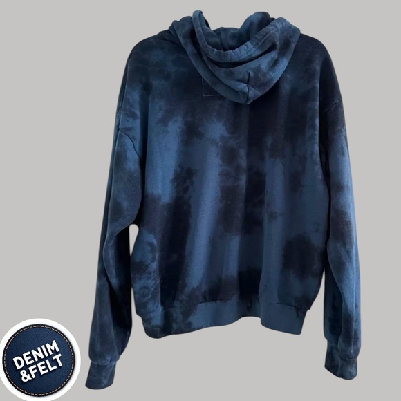AVIATOR NATION UNISEX HAND DYED PULLOVER HOODIE RELAXED - TIE DYE BLUE BLACK - Picture 7 of 12